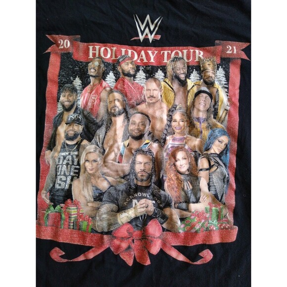 Y2K WWE Holiday Tour Tee Retro Collectible  szM - Picture 2 of 3